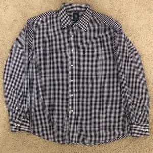 U.S. Polo Checkered Dress Shirt Purple 17 34/35